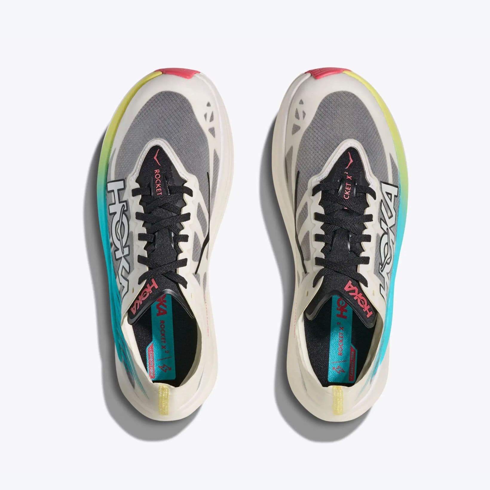 Rocket X 2 - Footwear - Hoka - White, Teal, Yellow, Lime, Black, Red image