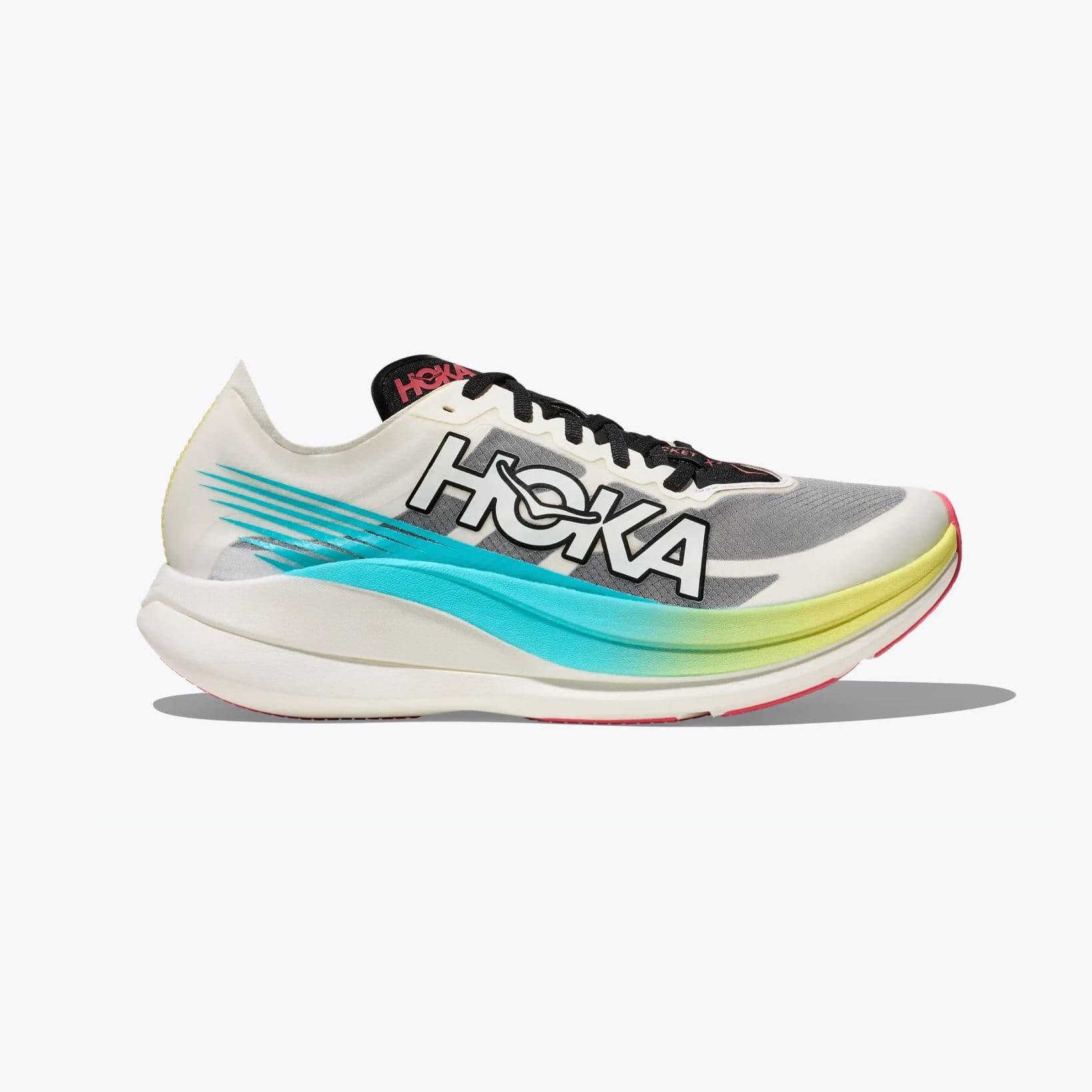 Rocket X 2 - Footwear - Hoka - White, Teal, Yellow, Lime, Black, Red image